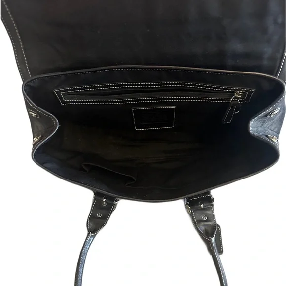 COACH Signature Black Jacquard & Leather Logo Soho Hobo Bag Purse J04J-7080 - Picture 3 of 5